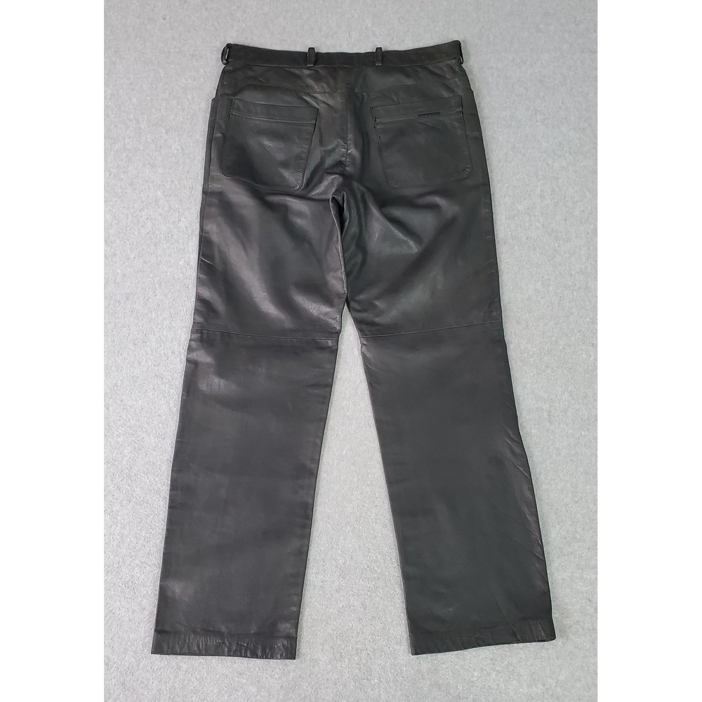 Vintage Versus Gianni Versace Leather Pants Fits 32x29 (Tag Sz 34) Black Italy - Picture 2 of 16